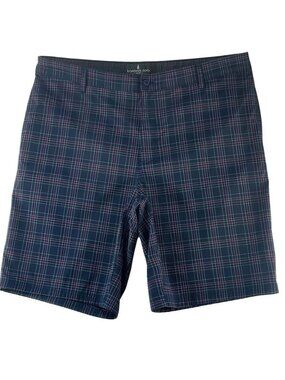 London Fog Mens Plaid Dress Shorts Navy Size 36 Lightweight Fabric
